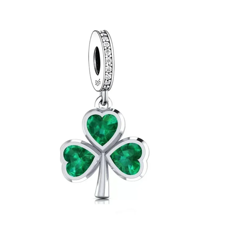 FC Jewelry Fit Original 925 Silver Irish Shamrock Clover Faith Bead