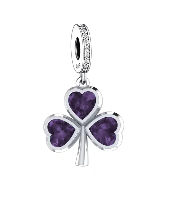 925 Silver Irish Shamrock Clover Charm Bead Fit Bracelet DIY Jewelry