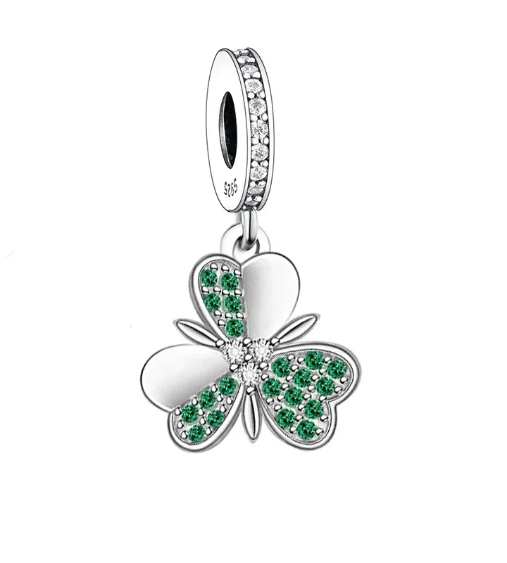 Silver Irish Shamrock Clover Lucky Bead