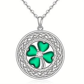 925 Sterling Silver Celtic Knot Shamrock Necklace