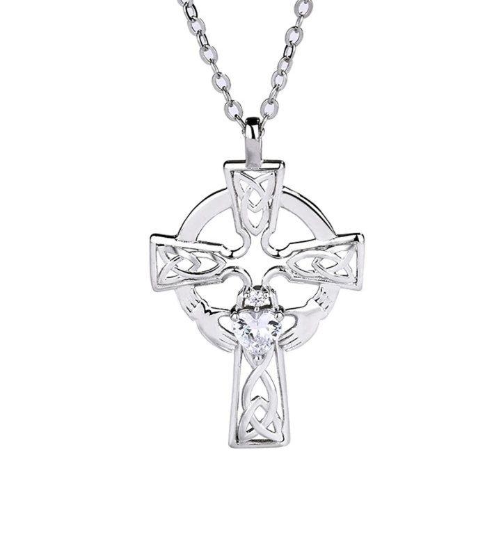 Celtic Cross Claddagh 925 Sterling Silver Necklace for Women