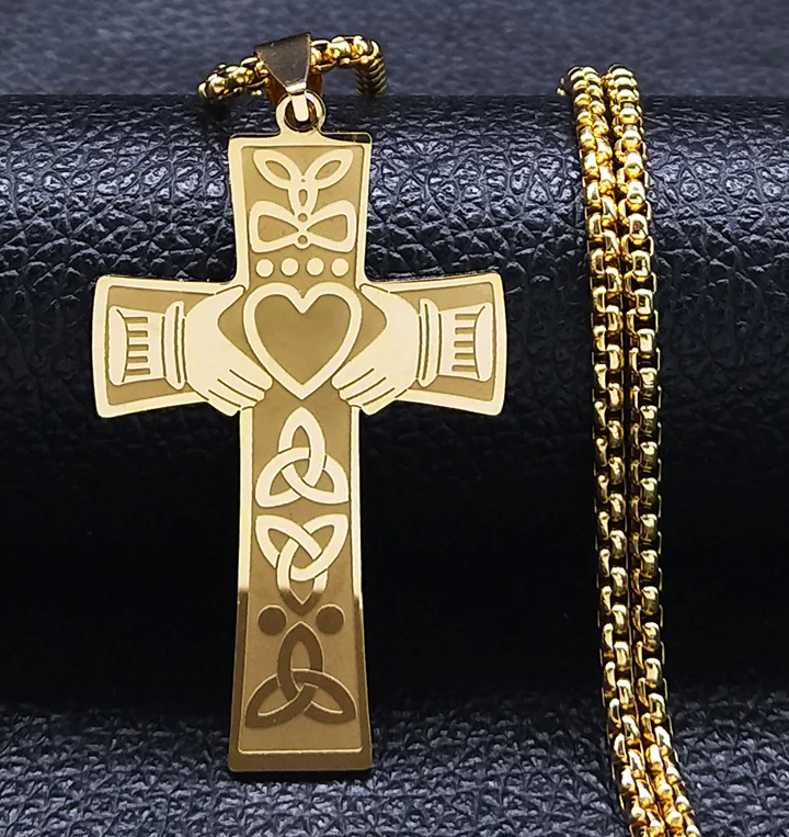 Celtic Trinity Knot Claddagh Heart Necklace