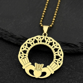Celtic Trinity Knot Claddagh Heart Pendant