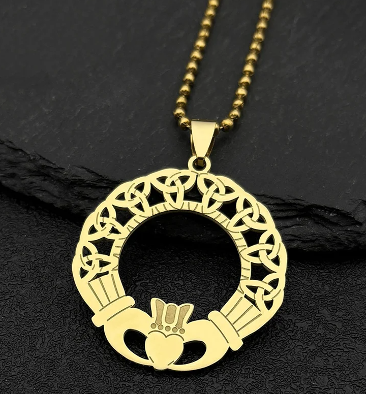 Celtic Trinity Knot Claddagh Heart Pendant