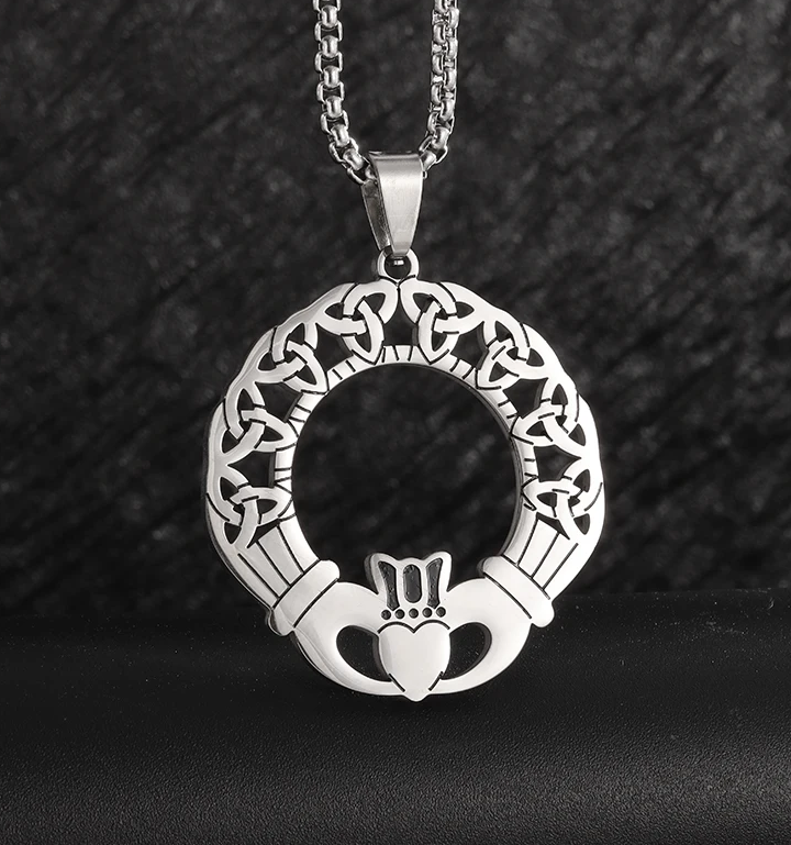 Celtic Trinity Knot Claddagh Heart Pendant