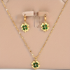 Cubic Zirconia Lucky Clover Necklace & Earrings Set