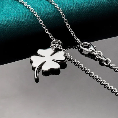 Elegant 925 Sterling Silver Four-Leaf Clover Necklace