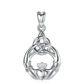 Eudora 925 Sterling Silver Celtic Claddagh Knot Necklace for Women