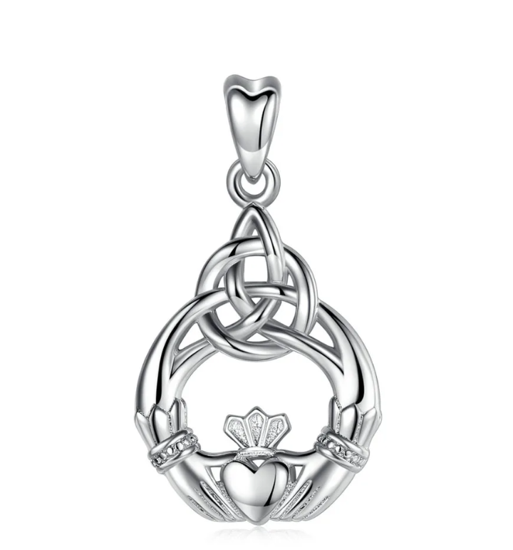 Eudora 925 Sterling Silver Celtic Claddagh Knot Necklace for Women