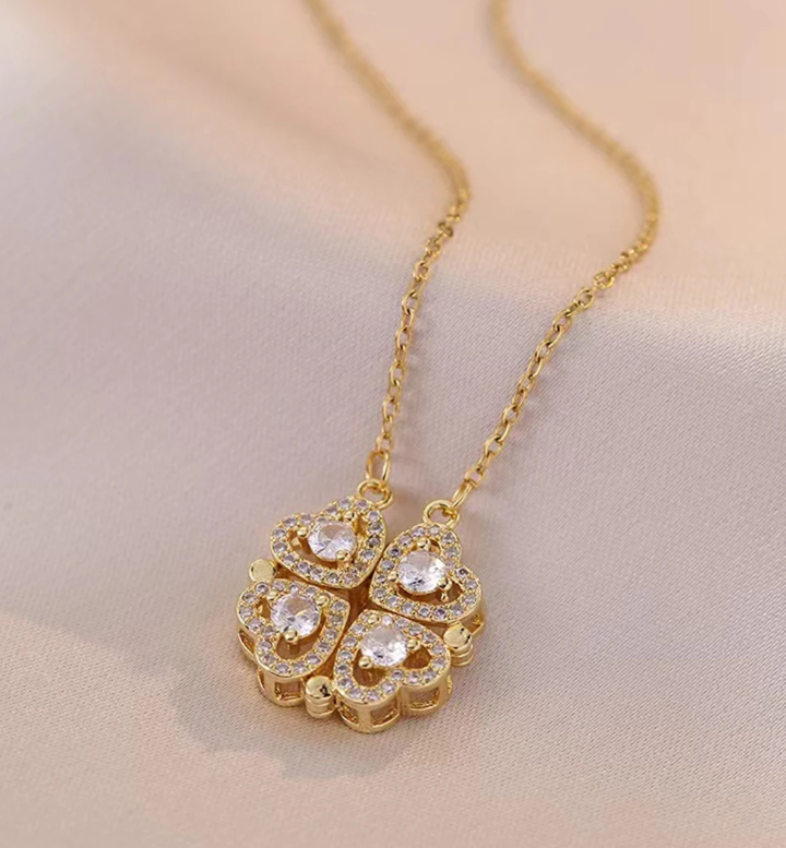 Four-Leaf Clover Heart Pendant Necklace