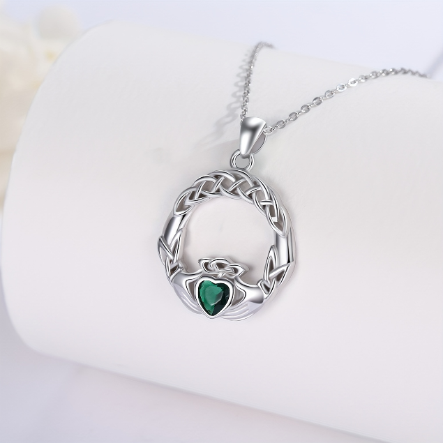 Irish Claddagh Heart Birthstone Necklace Irish Claddagh Heart Birthstone Necklace