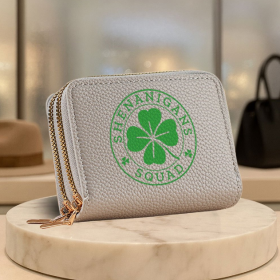 Irish Four-Leaf Clover Zip Wallet