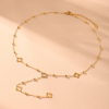 Liora Zircon Lucky Clover Long Chain Necklace