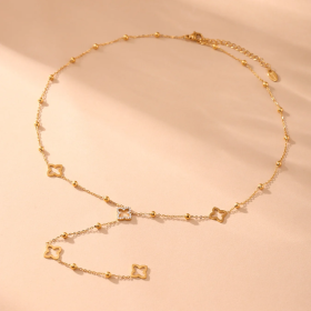 Liora Zircon Lucky Clover Long Chain Necklace