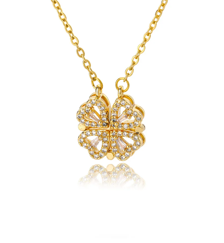 Lucky Four-Leaf Clover Heart Necklace