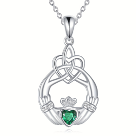 S925 Sterling Silver Claddagh Celtic Knot Necklace