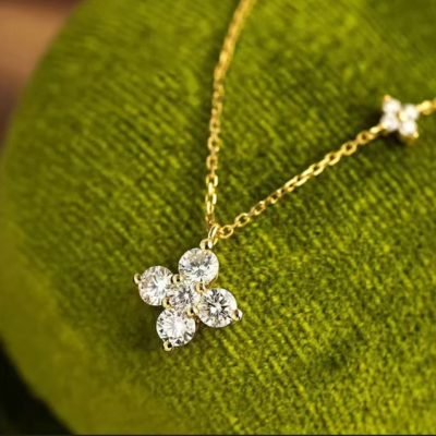 S925 Sterling Silver Twin Four-Leaf Clover Necklace