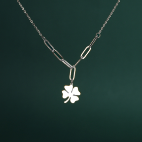 Spliced Chain Four-Leaf Clover Necklace