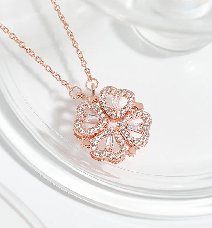 Stainless Steel Heart Clover Necklace