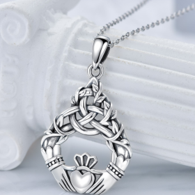 Sterling Silver Claddagh Tree of Life Necklace