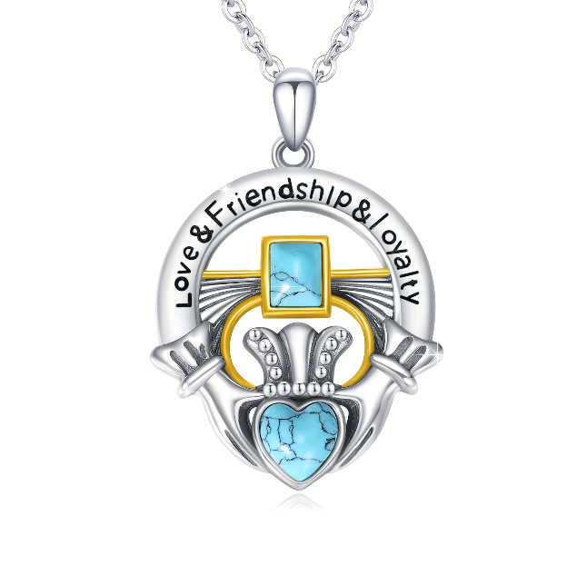 Sterling Silver Claddagh Turquoise Necklace Sterling Silver Claddagh Turquoise Necklace