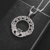 Vintage Celtic Trinity Knot Claddagh Heart Necklace