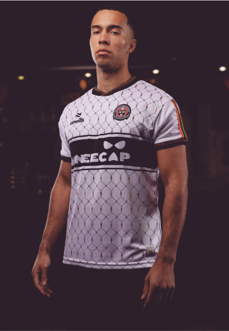 Bohemian FC x Kneecap 2026 Away Jersey worn by a model