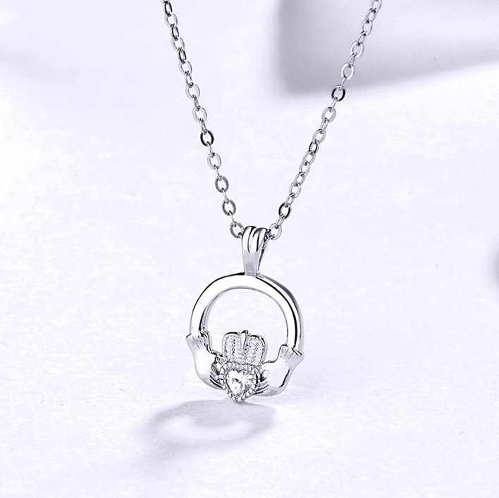 Claddagh Irish Pendant Necklace – Solid 925 Silver Claddagh Irish Pendant Necklace – Solid 925 Silver