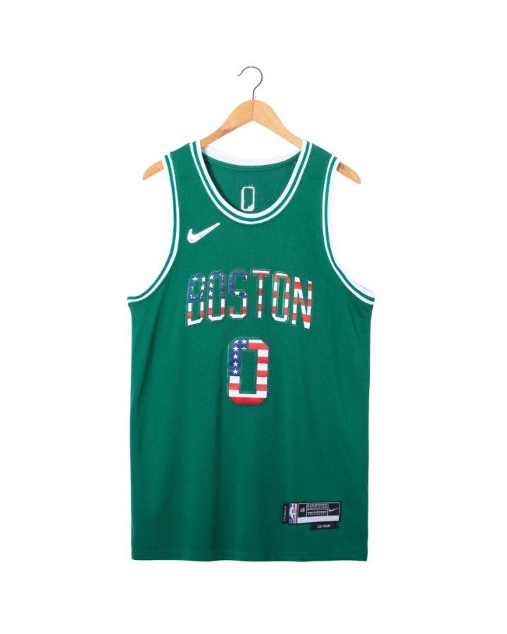 Boston Celtics USA Flag Design by Nike 2022-2023 Green Jersey #0