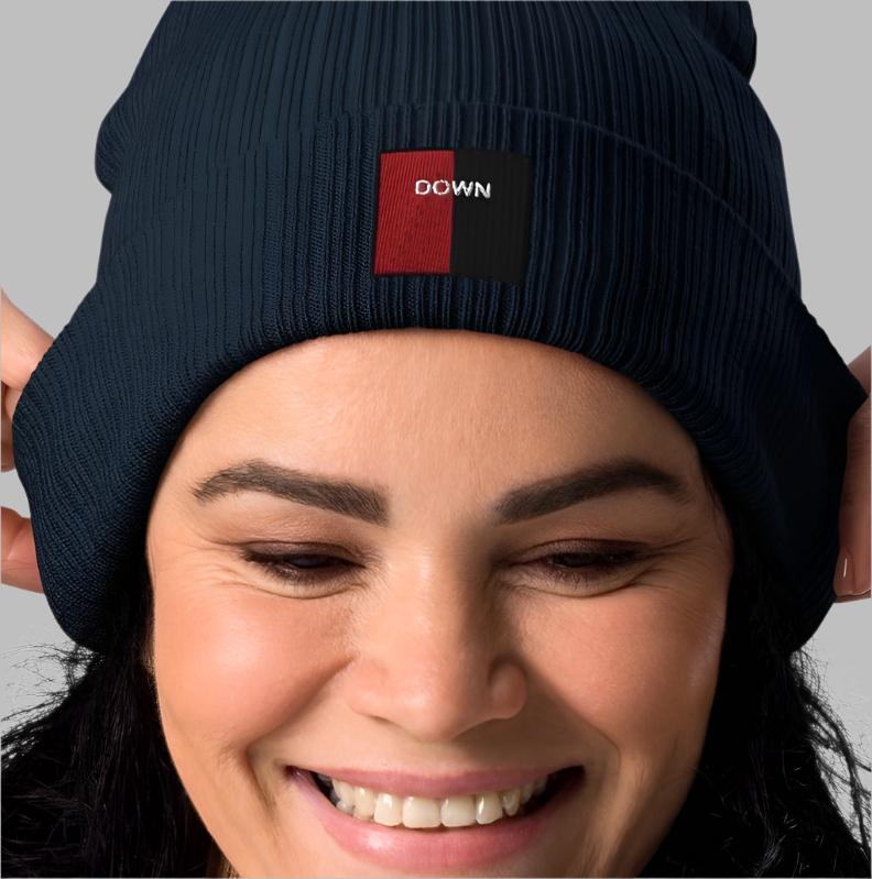 Down Embroidered Organic Beanie