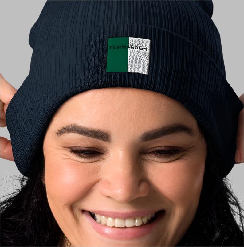Where Fermanagh Supporters Gather to Watch the Big Games Fermanagh Embroidered Organic Beanie