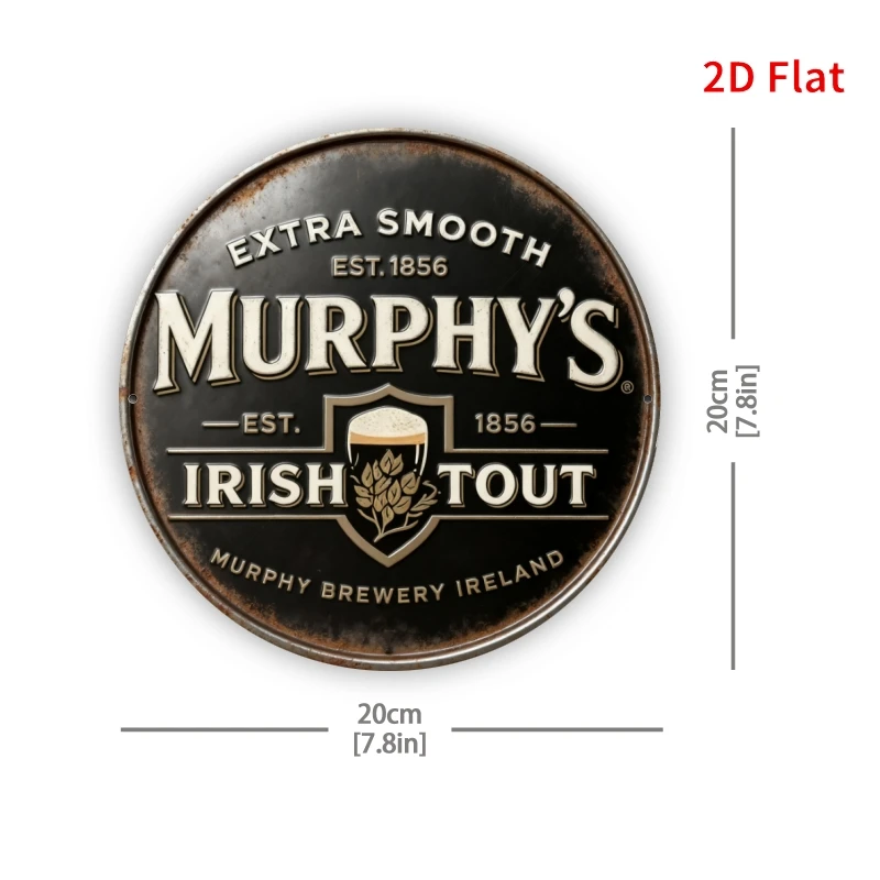 Vintage Irish Beer Brewery Metal Sign – 20cm Bar Decor Vintage Distressed Irish Beer Brewery Retro Graphic Man Cave Bar Decor 2D 7.87x7.87 Inch Metal Tin Sign / Iron Plaque