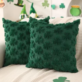 Green shamrock pillow cover 45x45 cm front view