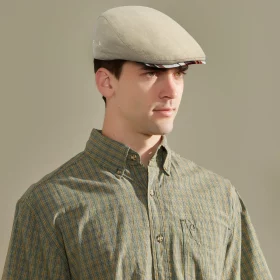 Khaki flat cap, top view
