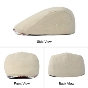 Black flat cap, front angled view