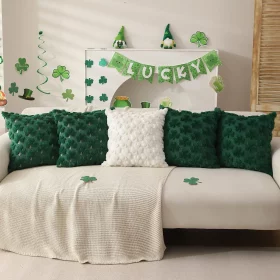 St Patrick's Day Shamrock Pillow Covers (45 x 45 cm) — Set of 2 Back view of shamrock pillow cover with zip closed