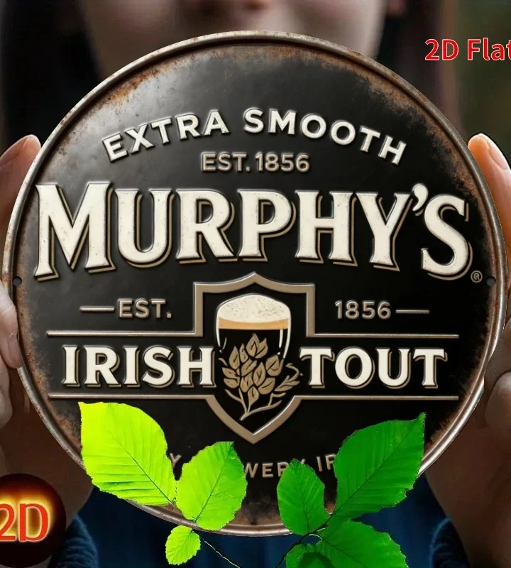Vintage Distressed Irish Beer Brewery Retro Graphic Man Cave Bar Decor 2D 7.87x7.87 Inch Metal Tin Sign / Iron Plaque