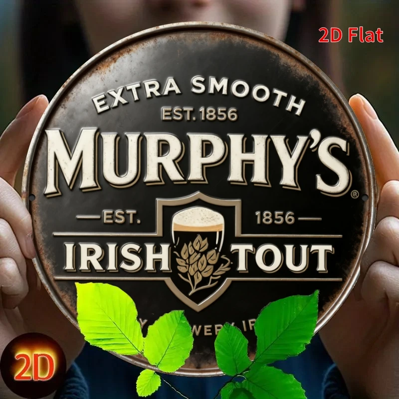 Vintage Irish Beer Brewery Metal Sign – 20cm Bar Decor Vintage Distressed Irish Beer Brewery Retro Graphic Man Cave Bar Decor 2D 7.87x7.87 Inch Metal Tin Sign / Iron Plaque