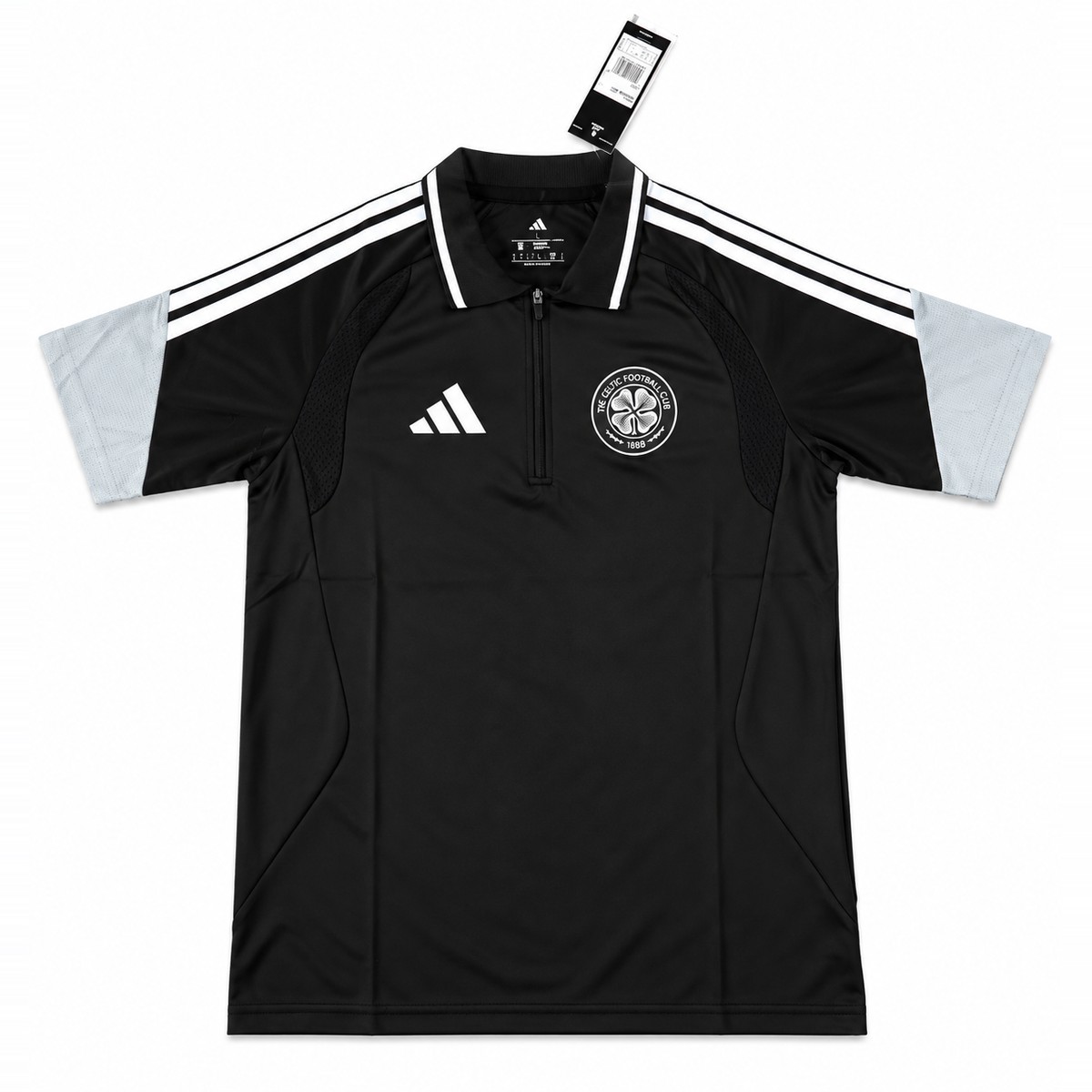 Celtic Black Quarter-Zip Training Polo Black Celtic quarter-zip training polo with light-grey sleeves