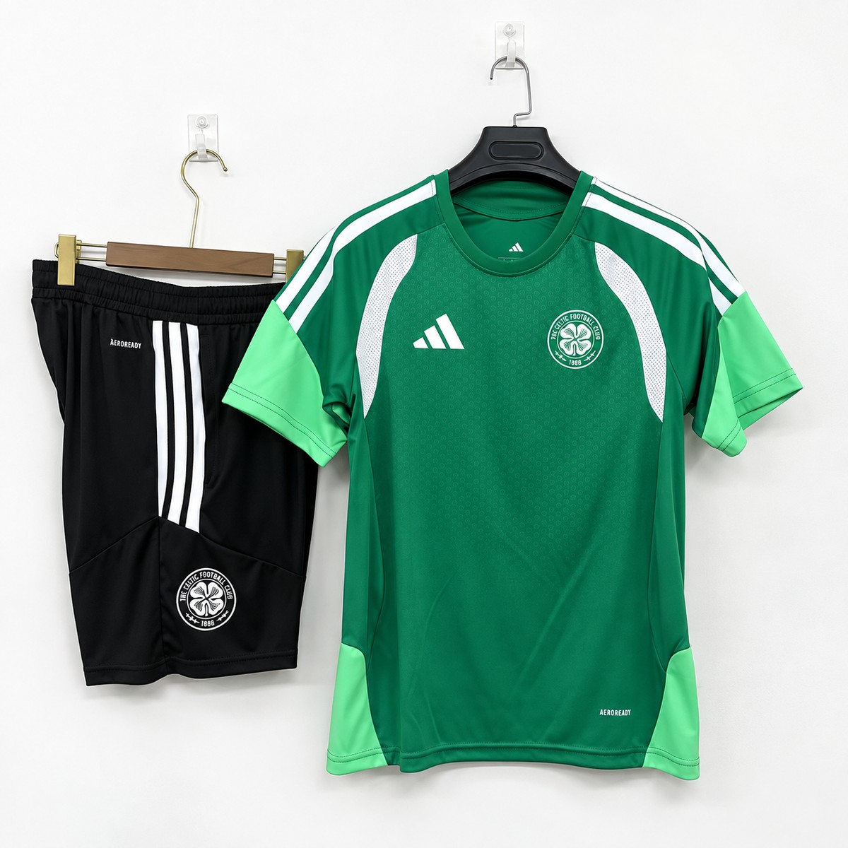 Celtic Green Training Shirt & Shorts Set Celtic green training shirt with matching black shorts