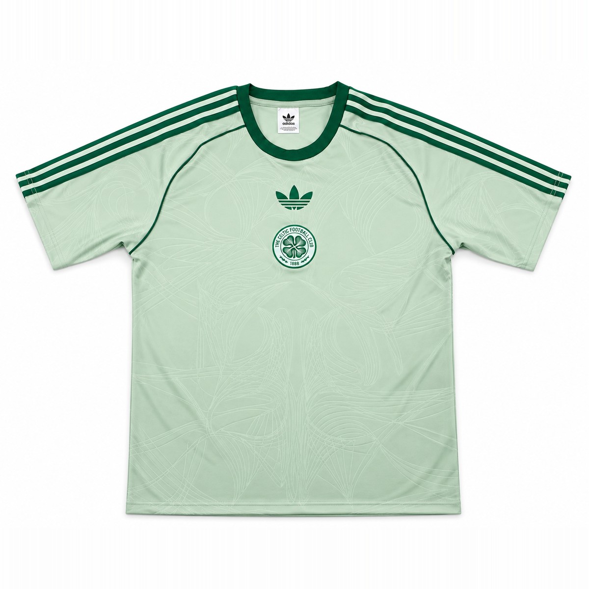 Celtic Mint Heritage T-Shirt Mint green Celtic heritage t-shirt with dark green stripes and centred crest