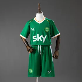 Ireland 2026 home kids kit, jersey and shorts, front