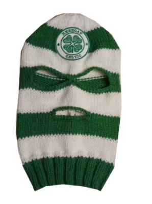 Green and white Kneecap Celtic knitted balaclava