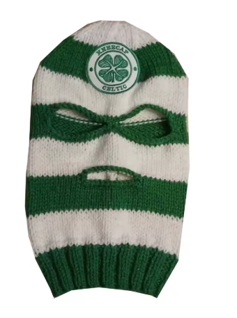 Green and white Kneecap Celtic knitted balaclava