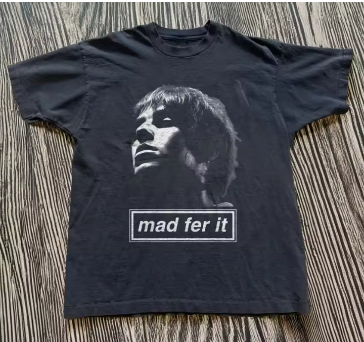 Oasis Mad Fer It Liam Gallagher Black T-Shirt, product image