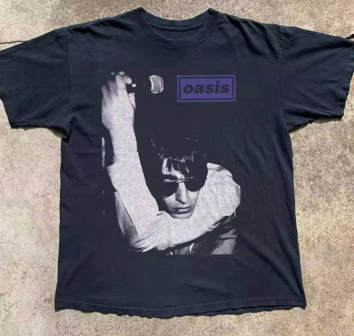 Oasis Liam Gallagher Monochrome Black T-Shirt, product image