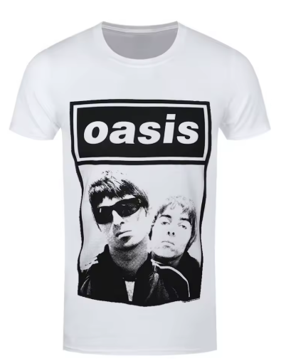 Oasis Gallagher Brothers Portrait White T-Shirt