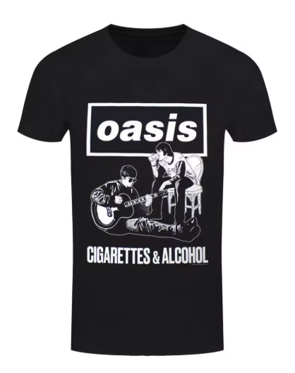 Oasis Cigarettes & Alcohol Black T-Shirt, product image
