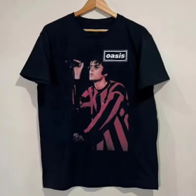 Oasis Liam Gallagher Live Portrait Black T-Shirt