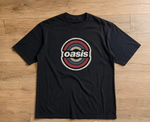 Oasis Retro Target Logo Black T-Shirt, product image